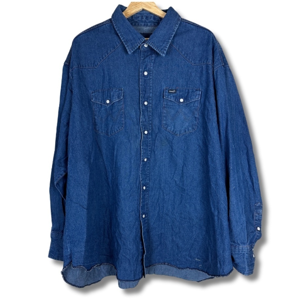 Wrangler Men’s Shirt Vintage Pearl Snap Western Long Sleeve Cowboy Rodeo 20x36